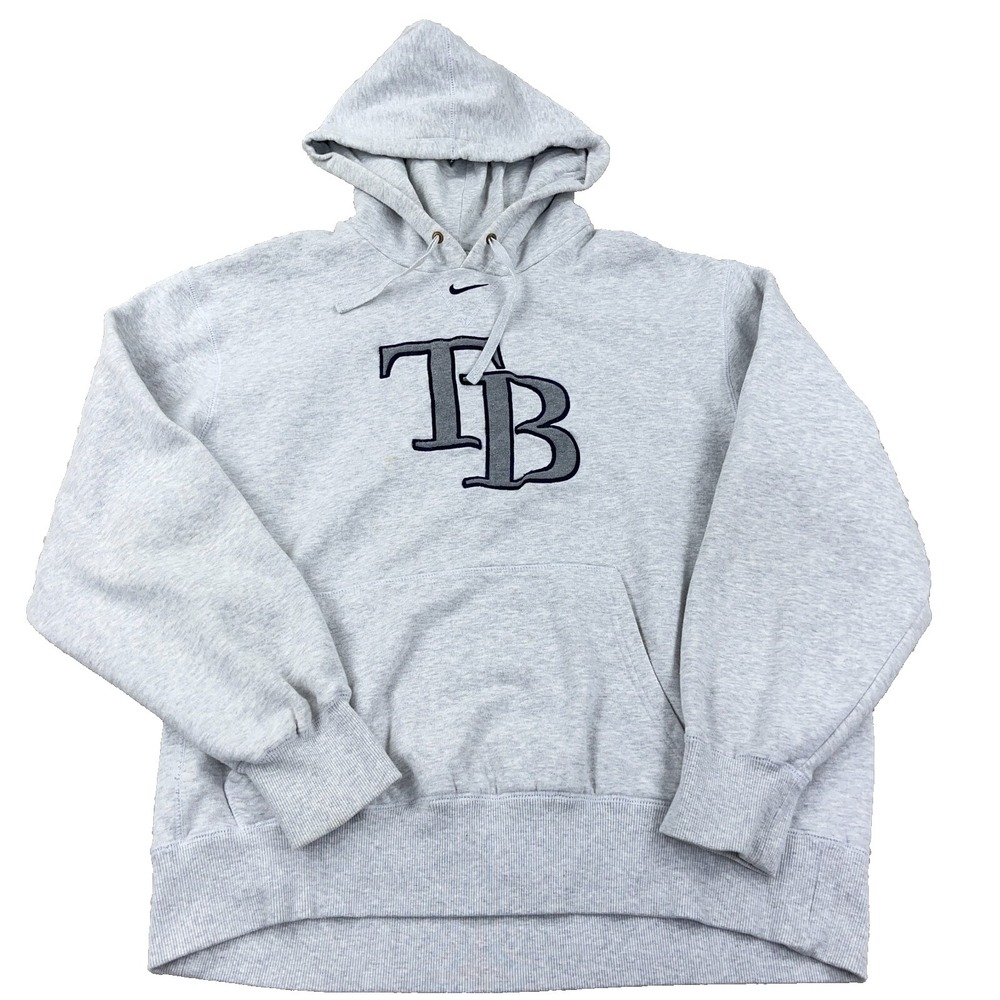 Vintage Tampa Bay Rays‎ Hoddie Men XL Nike Center Swoosh Y2K Sewn Heater Gray